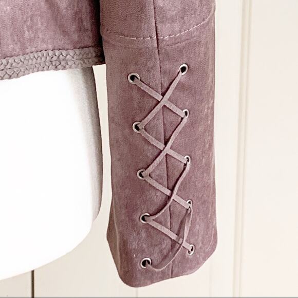 Next Jacket Suede Lavender Open Front Jacket Coat Size 10 Petite by Next - Picture 7 of 15